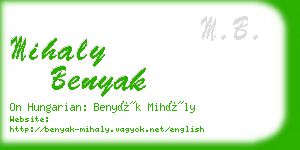 mihaly benyak business card